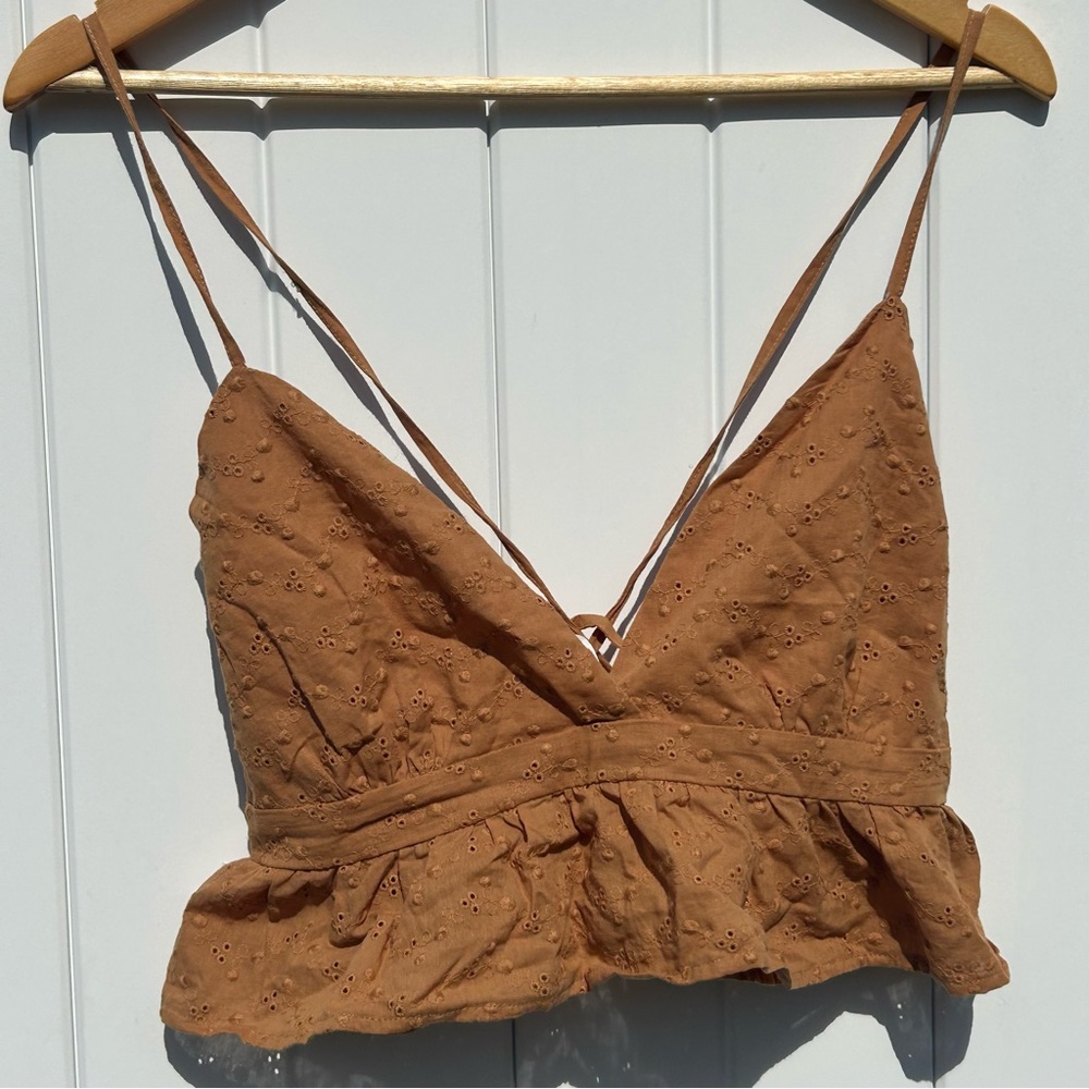 Brown Eyelet Women's Top
